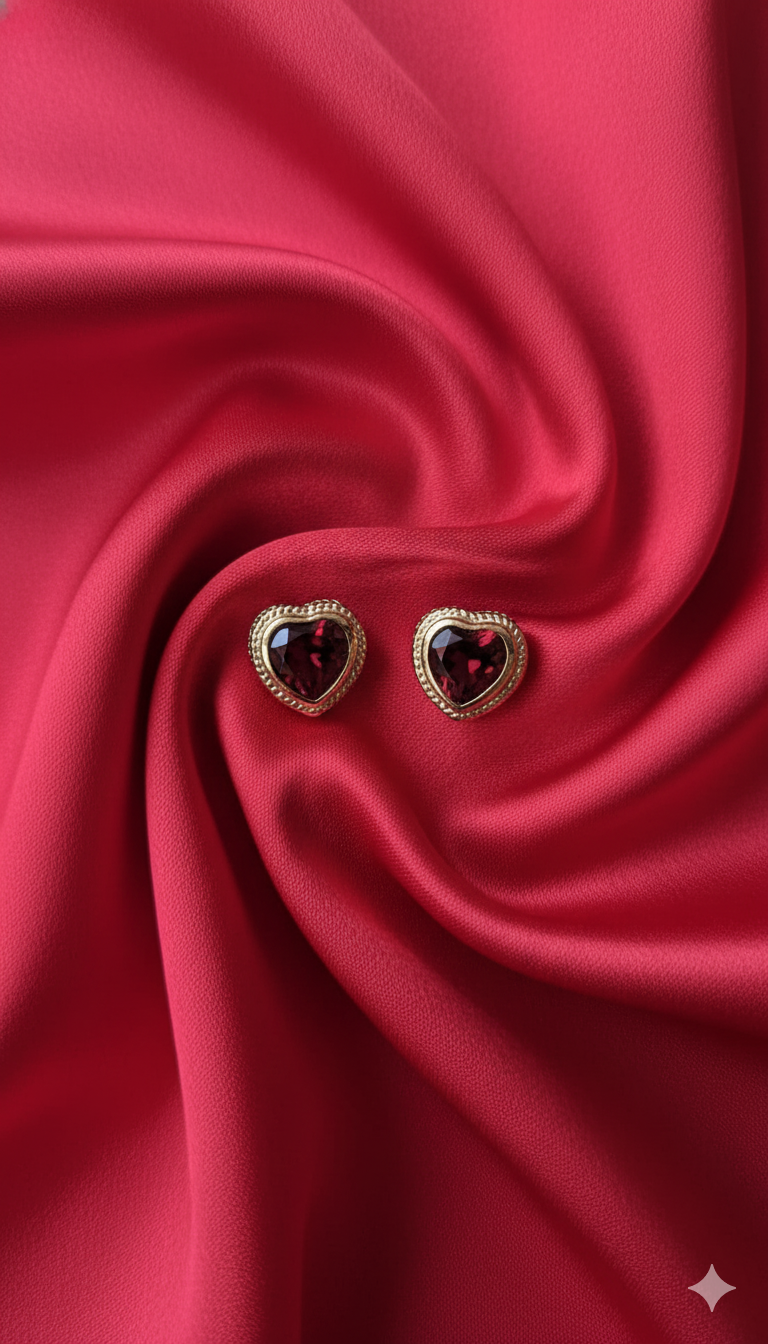 Triquetra | Garnet Gold Earrings