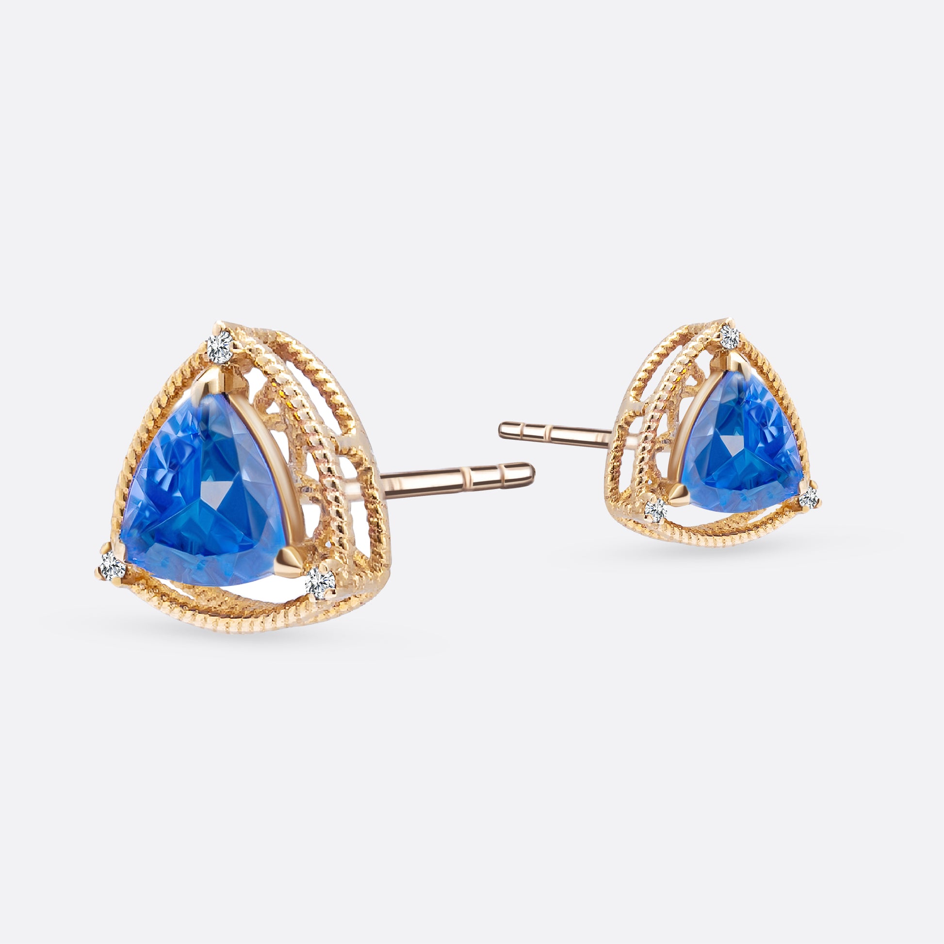Triquetra | Tanzanite & Diamond Earring Studs in 18K Gold