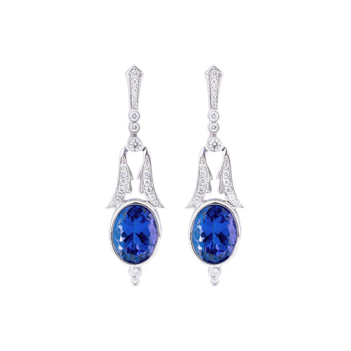 Acanthus | Tanzanite Diamond Platinum Earrings