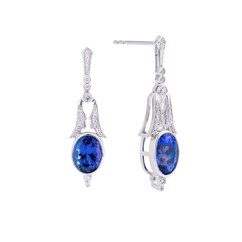 Acanthus | Tanzanite Diamond Platinum Earrings