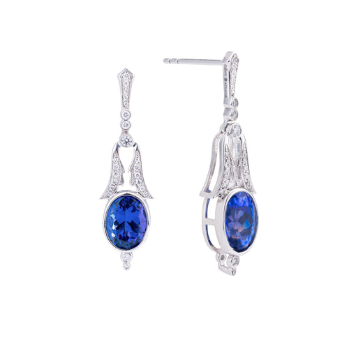 Acanthus | Tanzanite Diamond Platinum Earrings