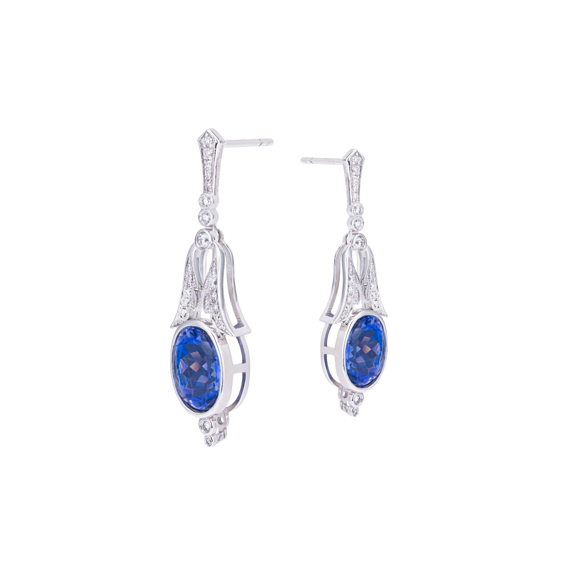 Acanthus | Tanzanite Diamond Platinum Earrings